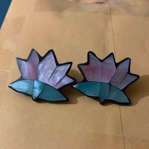 Elegant Pink and Green Floral Earrings